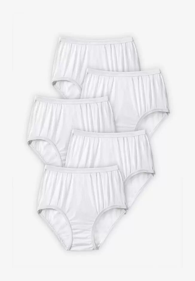 5 Pack of Solid White Brief Underwear