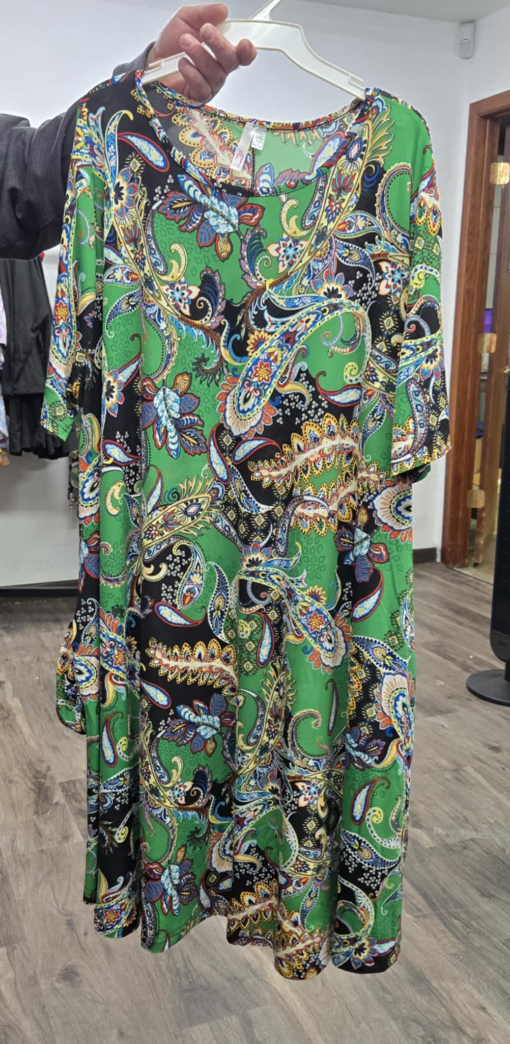 Green Black Paisley Dress