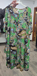 Green Black Paisley Dress