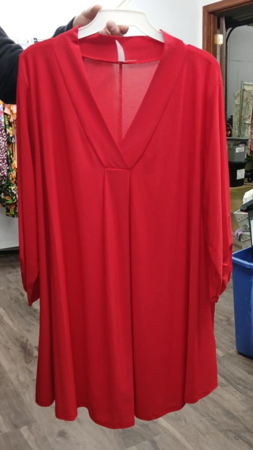 Gorgeous Red V Neck Shirt Top