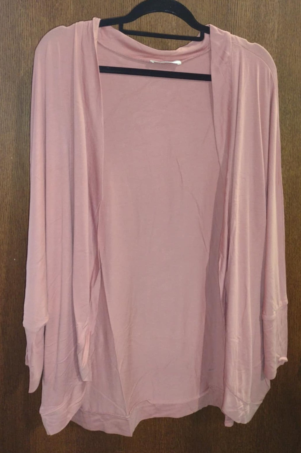 Solid Pink Open Front Cardigan Layering Piece