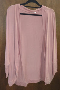 Solid Pink Open Front Cardigan Layering Piece