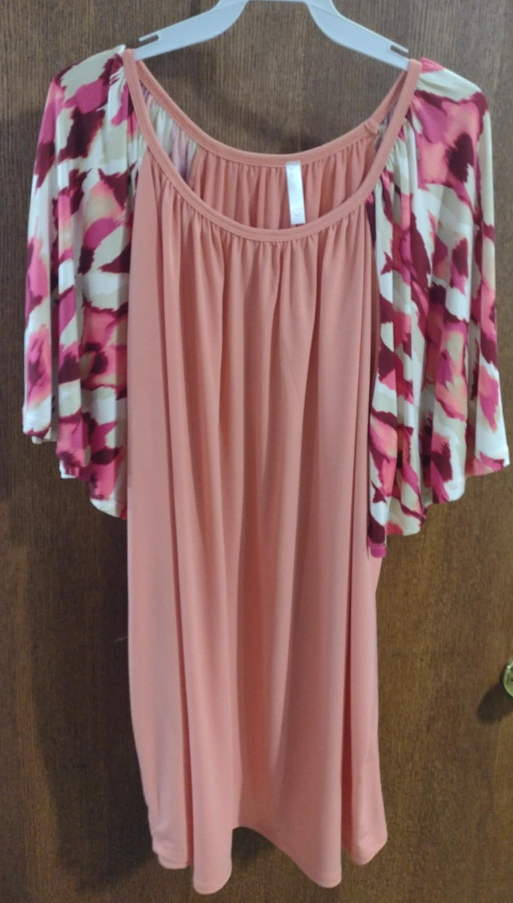 Coral Pink Design Sleeves Shirt Top