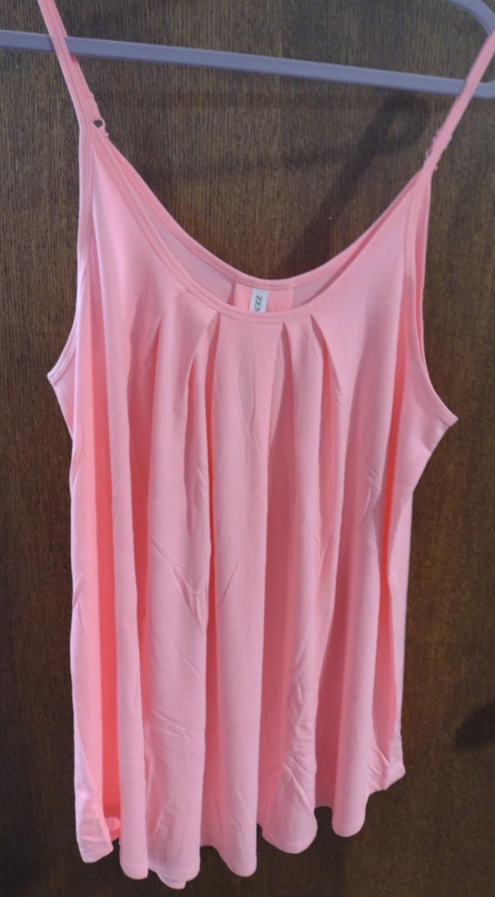 Bright Pink Pleated Tank Top
