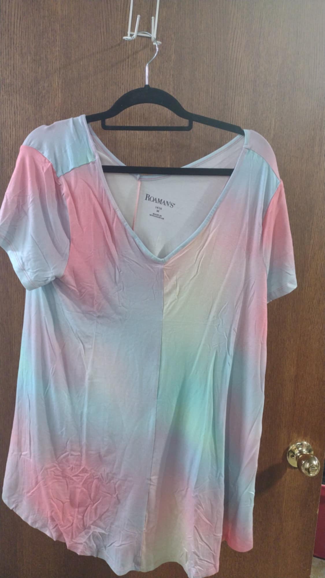 Rainbow Tie Dye Shirt Top w V Neck
