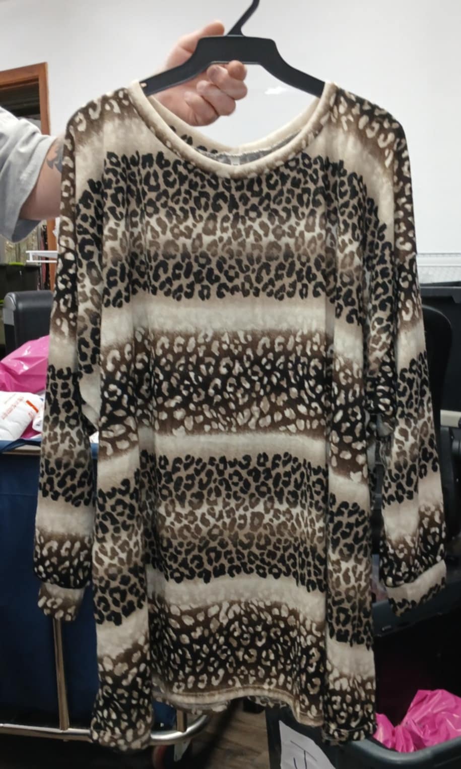 PSFU Brown Leopard Stripe Shirt Top