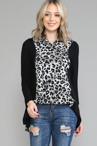 PSFU Black and Gray Leopard Slimming Hoodie