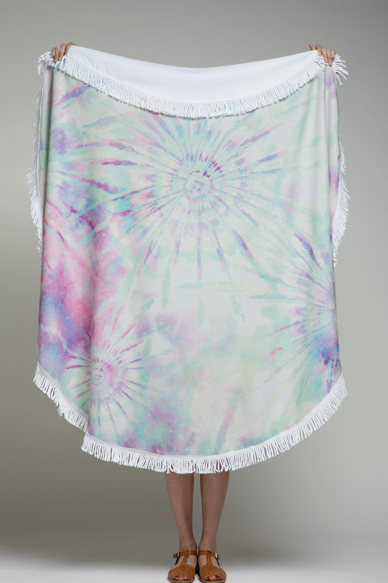 Opal Pastel Tie Dye Round Large Towel