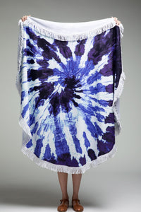 Indigo Wave Blue Tie Dye Towel - Round and Large