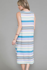 PSFU Blue Striped Tank Dress w Bottom Knot