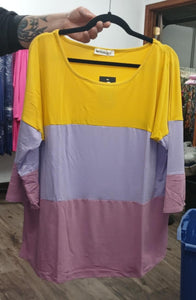 Yellow Purple Colorblock Shirt Top