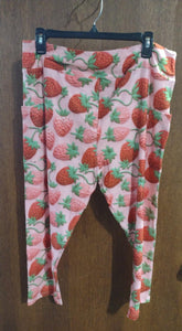 Adorable Pink Strawberry Capri Capris w Pockets