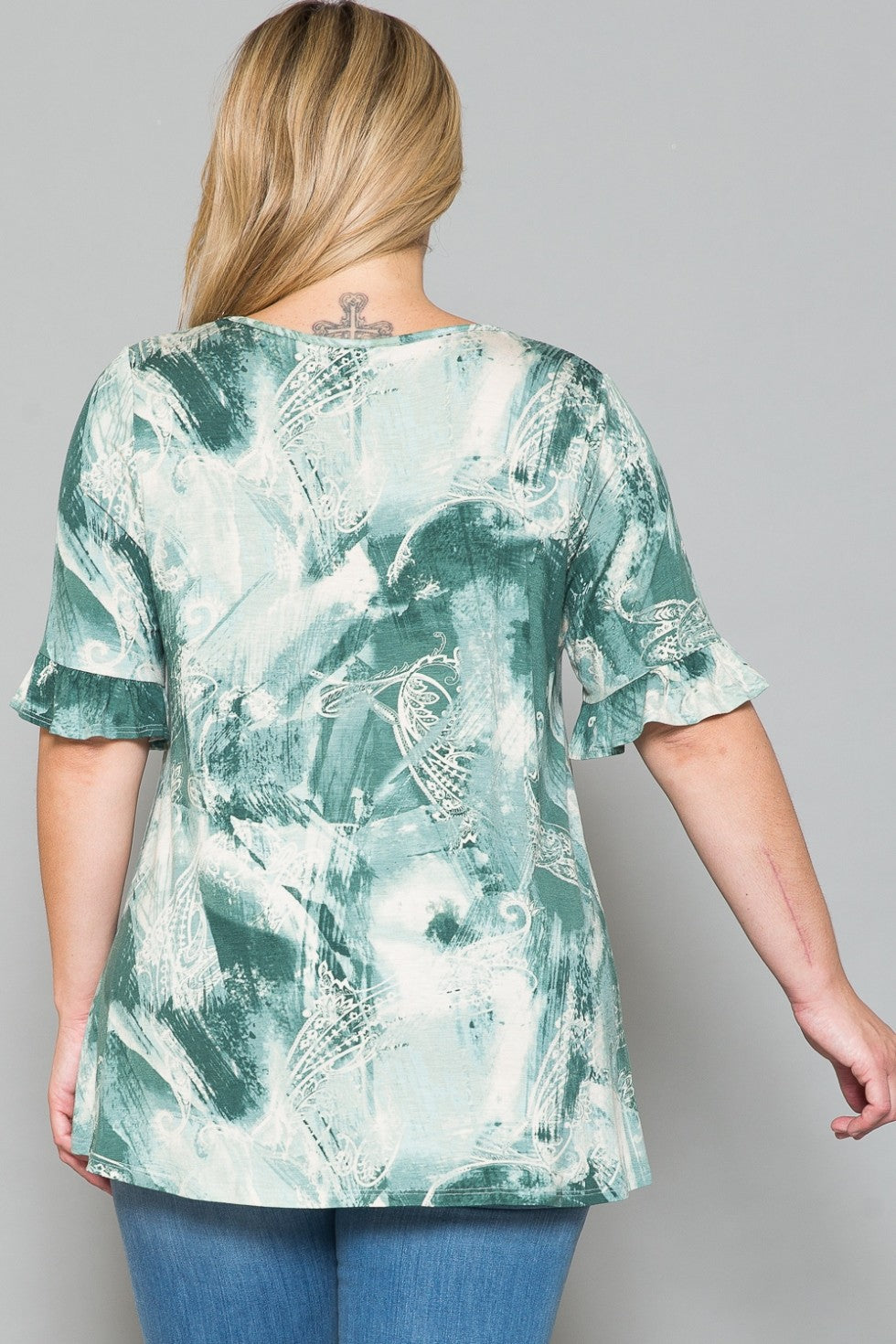 PSFU Green Tie Dye Paisley Shirt Top