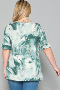 PSFU Green Tie Dye Paisley Shirt Top