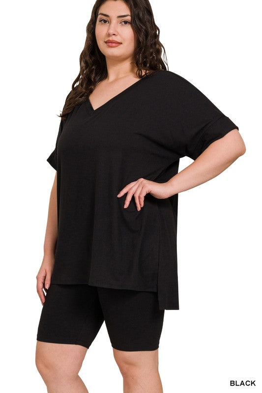 Black 2 Piece Outfit Shirt & Shorts