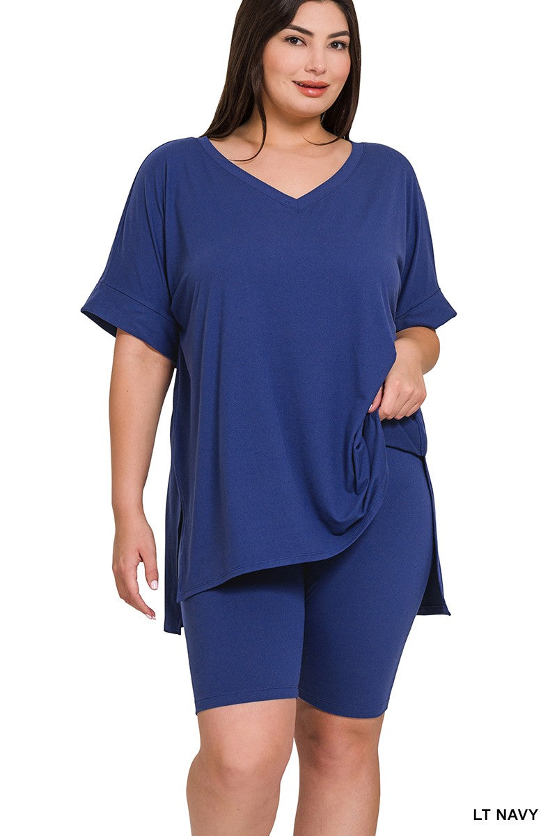 Light Navy 2 Piece Outfit Set Shirts & Shorts