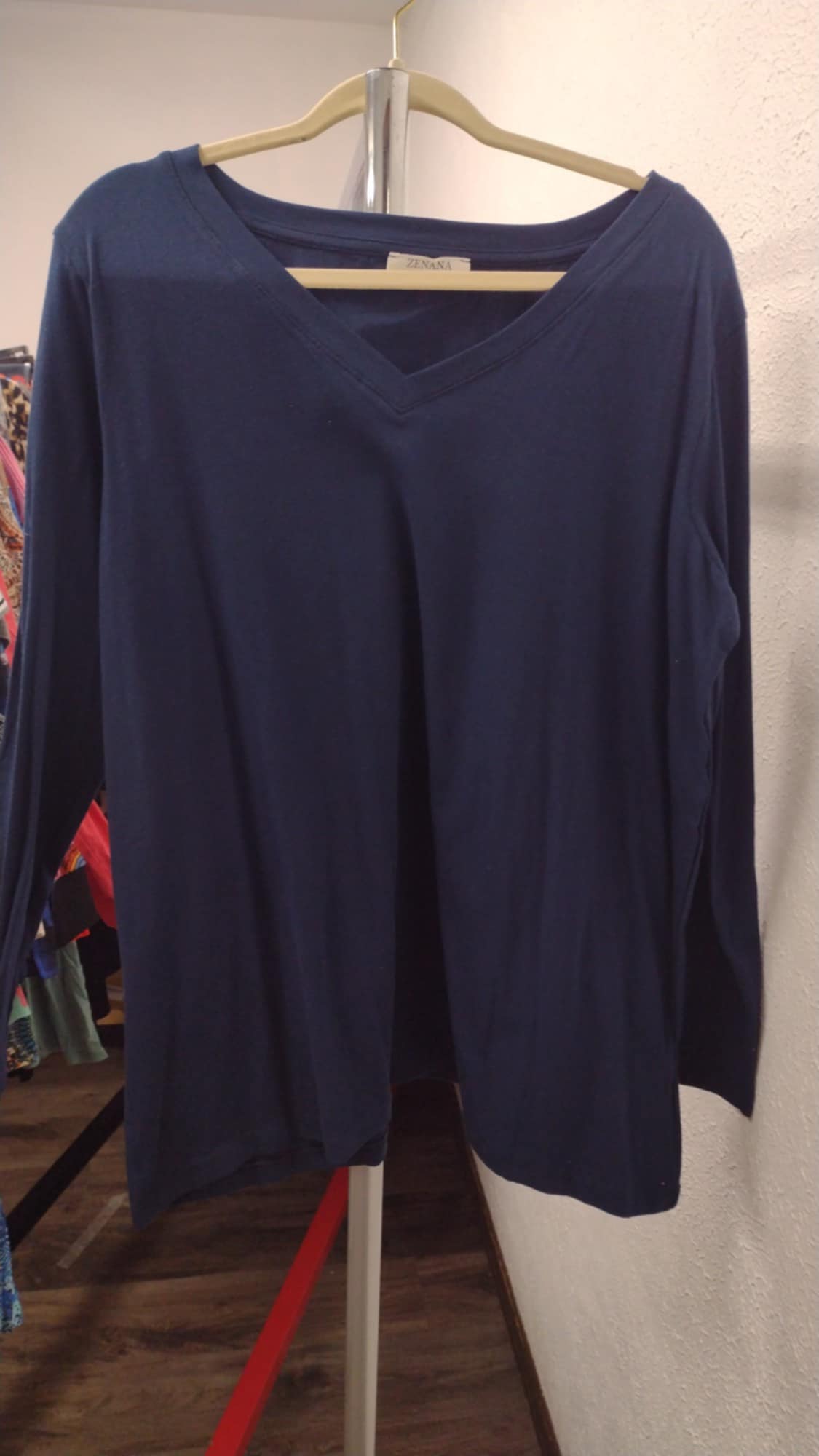Sold Navy Long Sleeve V Neck Shirt Top