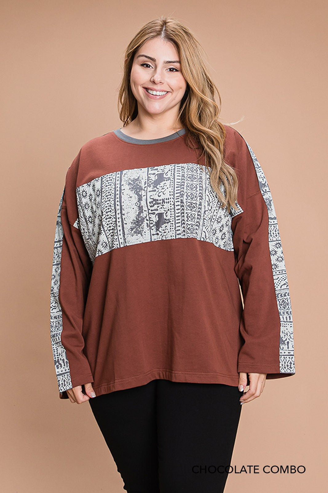 Chocolate Brown Washed Cotton Contrast Detail Shirt Top