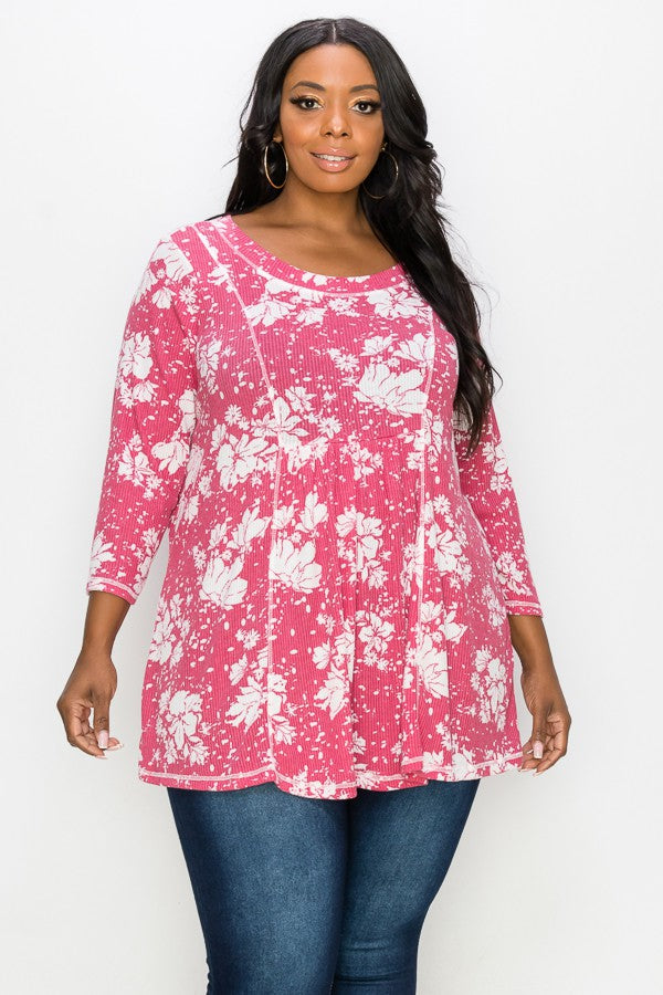 PSFU Mauve Floral Side Detail Shirt Top