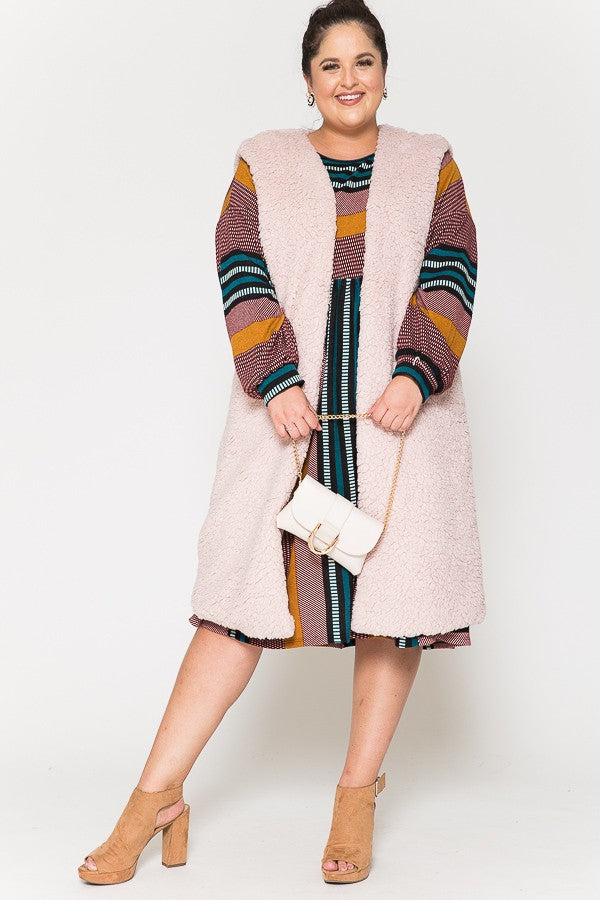 Blush Pink Teddybear Maxi Vest