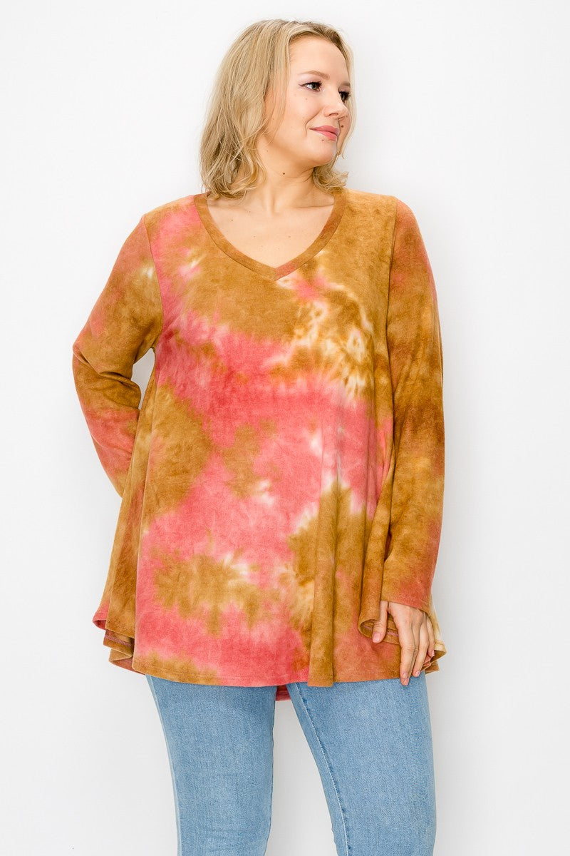 Tie Dye Long Sleeve Shirt Top Soft & Stretchy