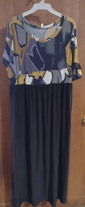 Black Gold Gray Green Maxi Dress