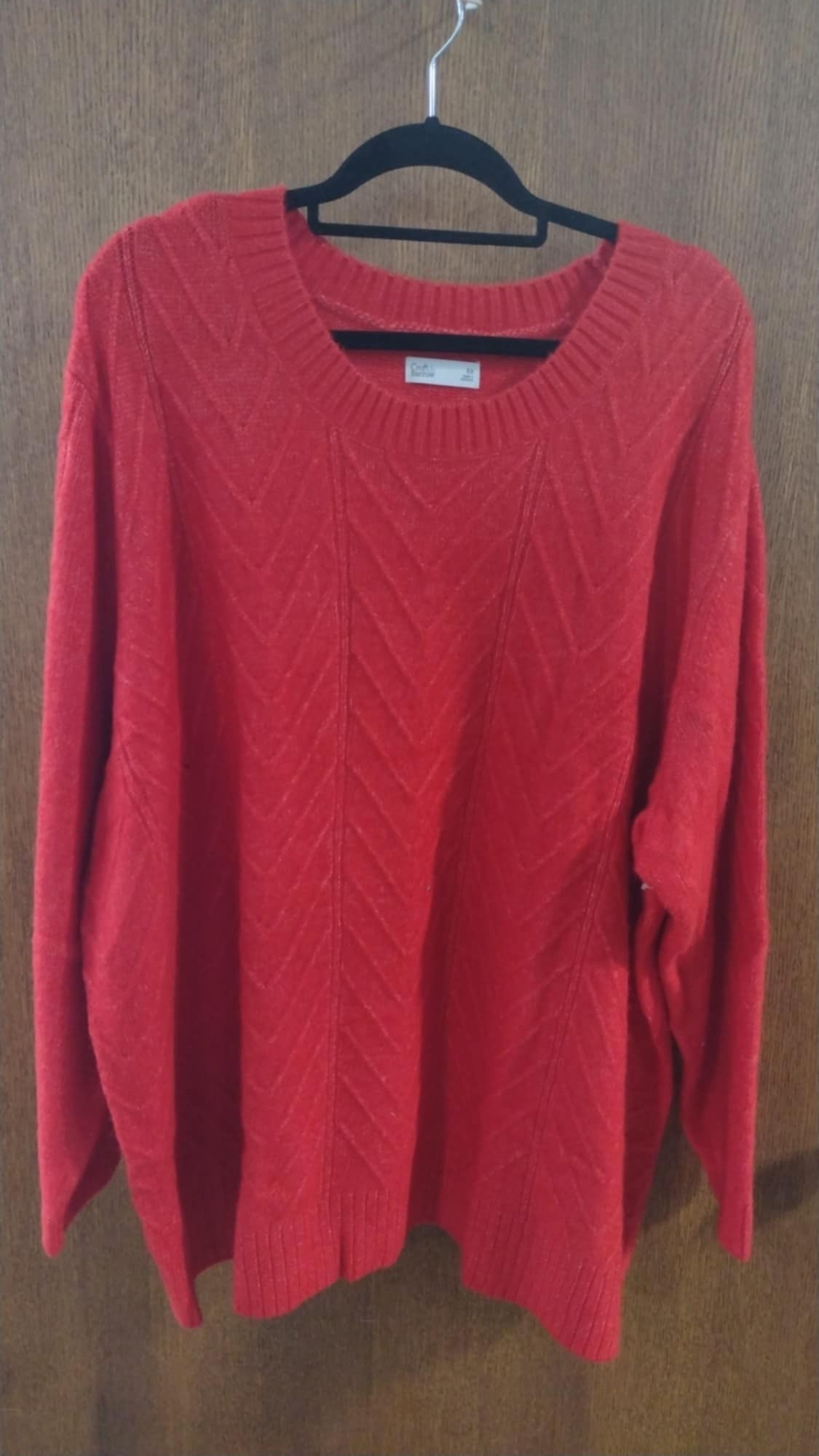 Red Textured Sweater Warm and Stretchy
