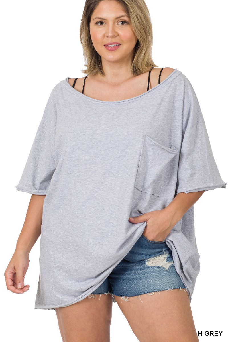 Oversized Gray Pocket Shirt Top