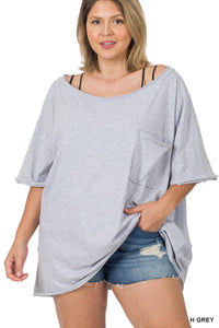 Oversized Gray Pocket Shirt Top