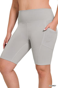 Gray Athletic Bike Shorts w Pockets