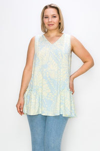 PSFU Yellow Light Blue Butterfly esque Tank Top