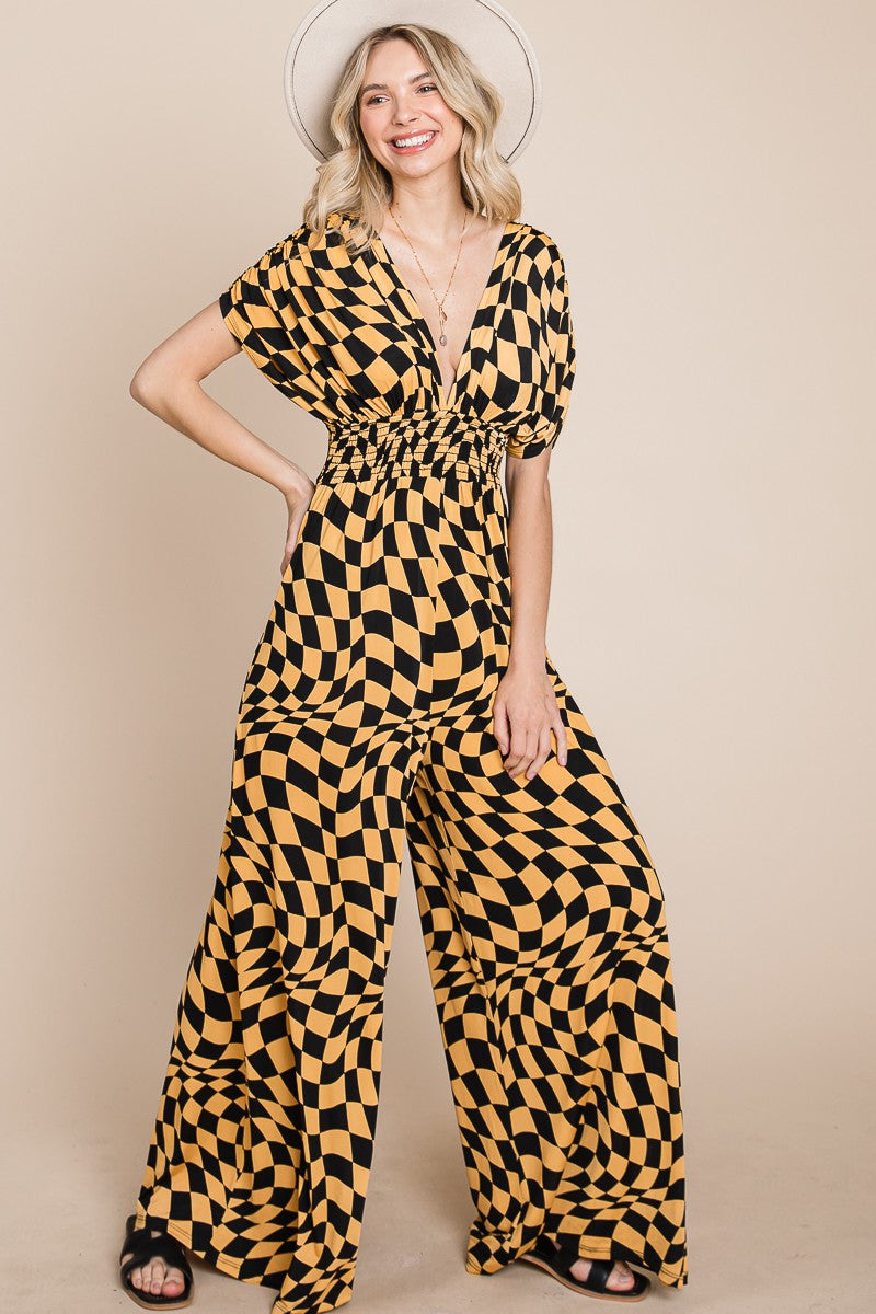 Geometric Venechia Printed Wide Leg Jumpsuit