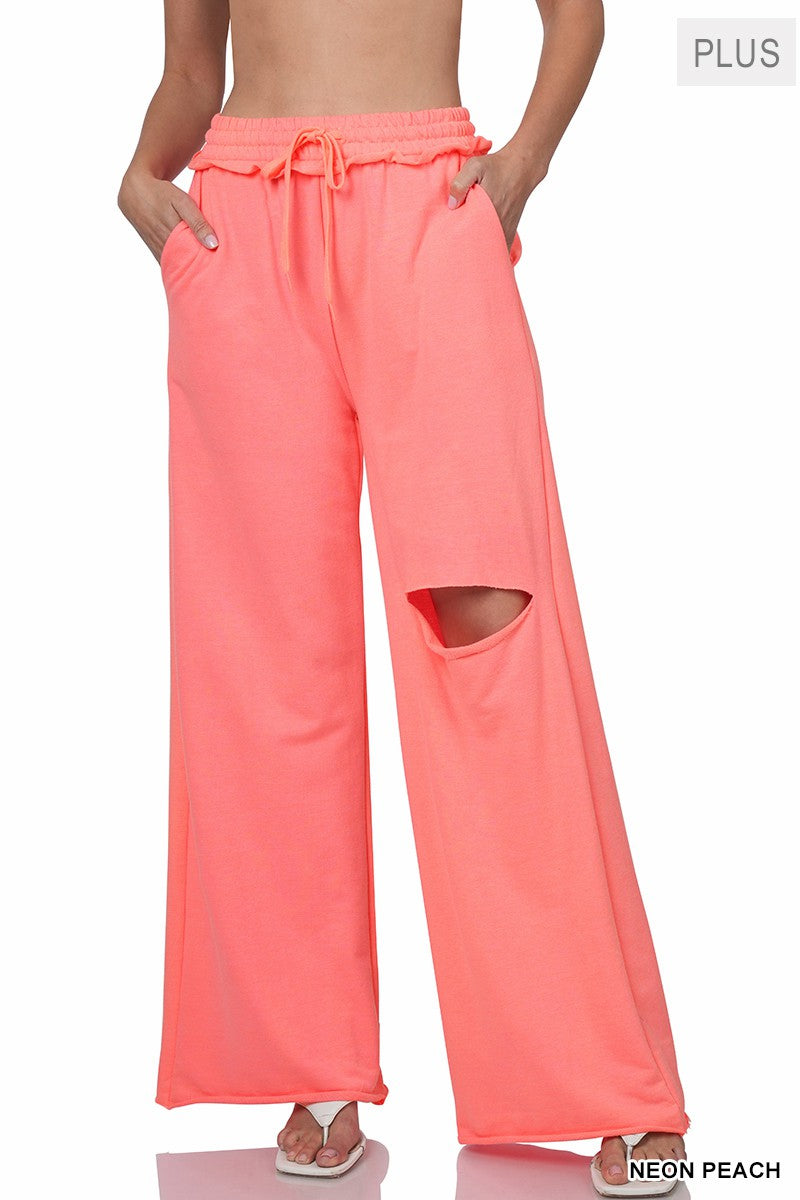 Neon Peach Laser Cut Pant Pants