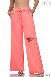 Neon Peach Laser Cut Pant Pants