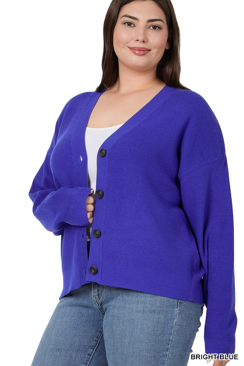 Blue Button Front Sweater Cardigan