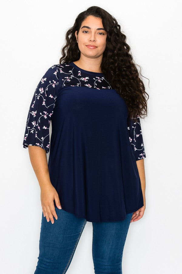 PSFU Navy Floral Shirt Top