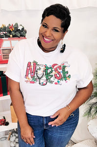 Festive Christmas Nurse Tee Shirt Top
