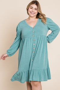 Sage Green Button Down Swing Dress