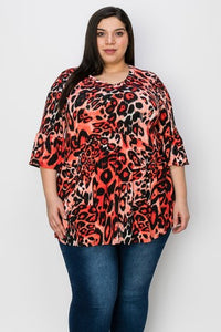 Red Orangey Leopard Shirt Top