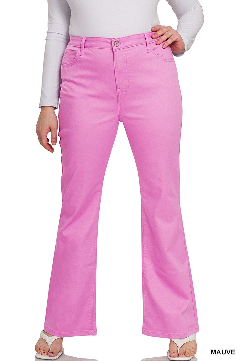Pink High Rise Bootcut Denim Pants Jeans