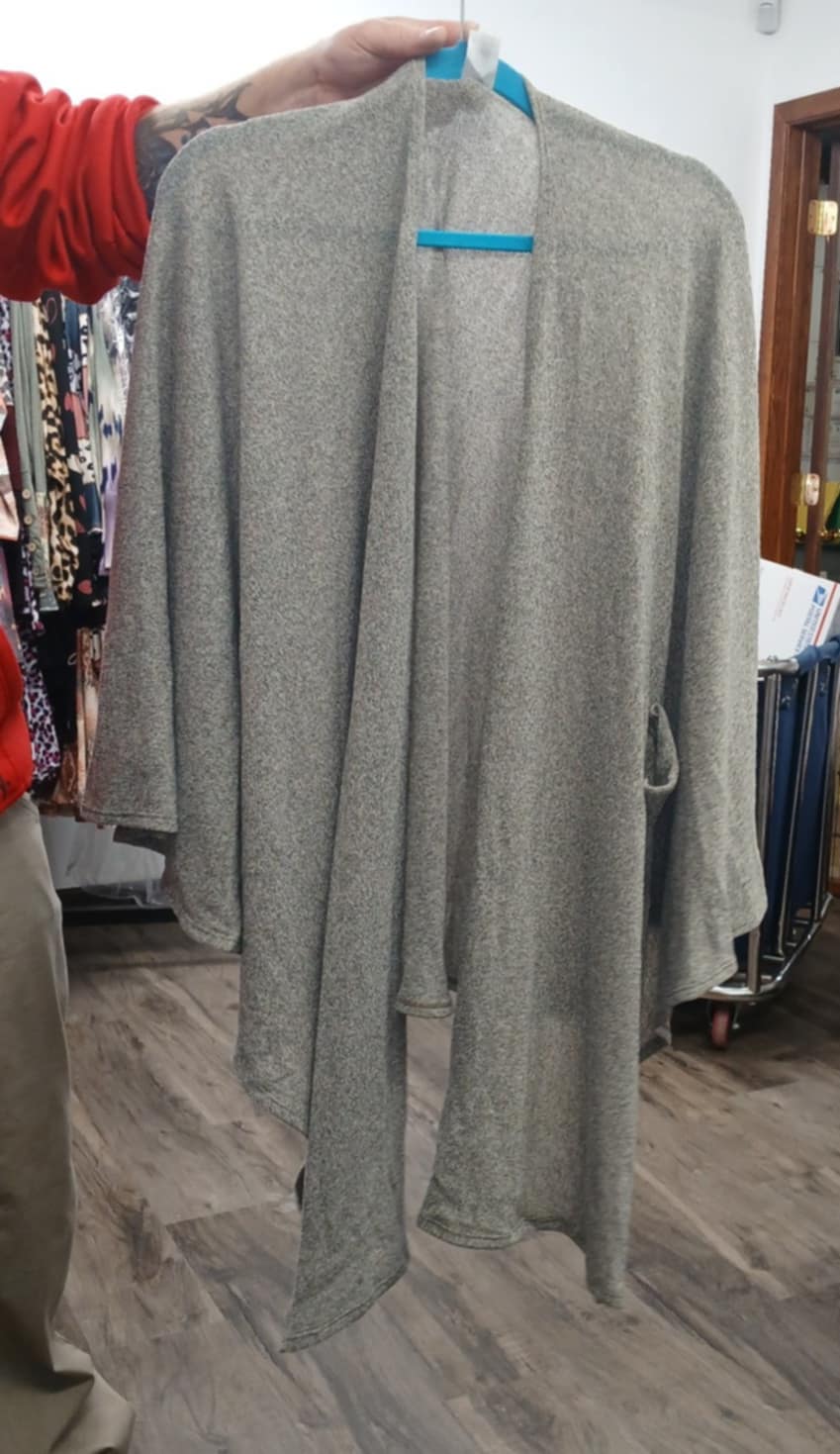 OSFM Gray Open Front Cardigan Poncho