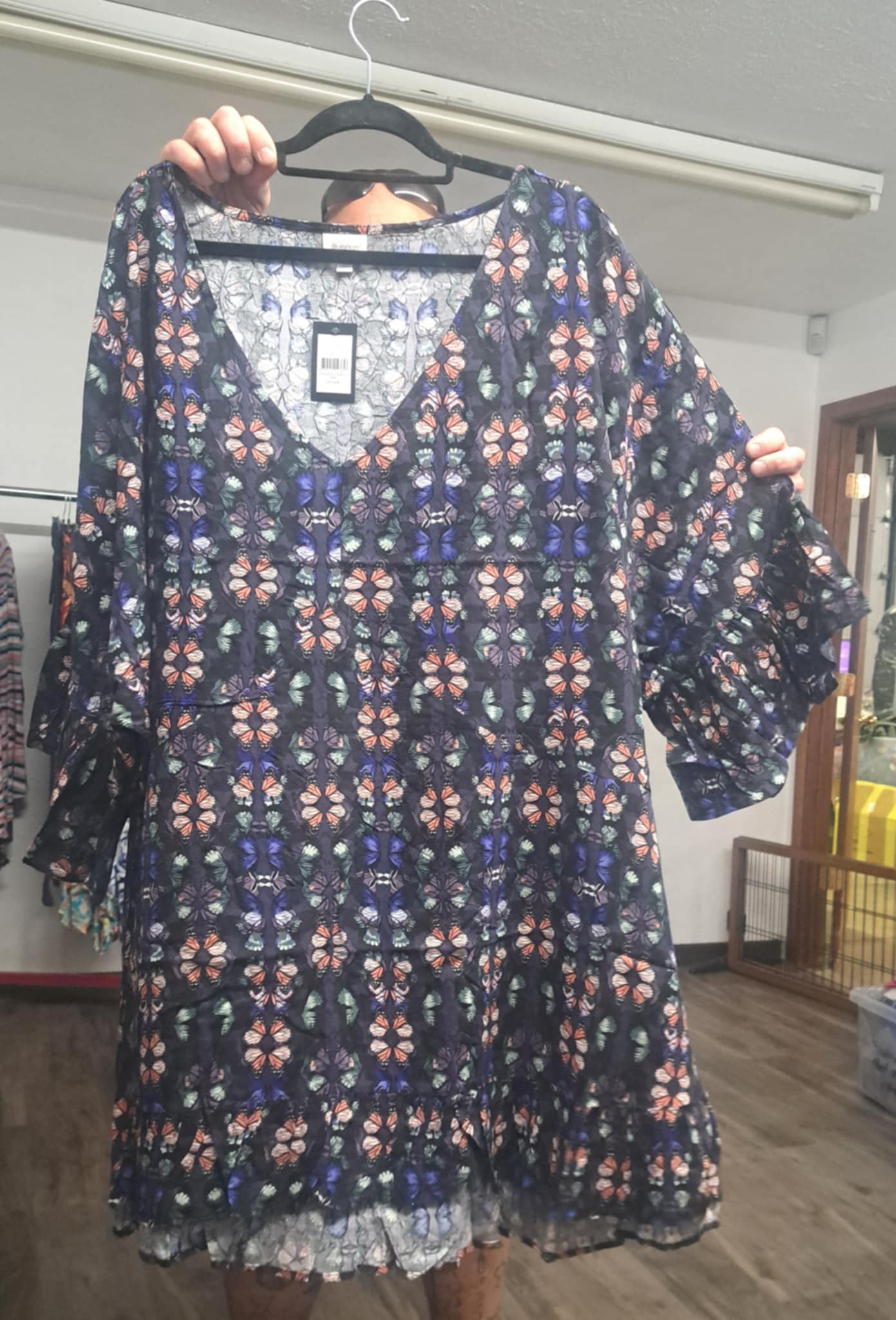 Black Butterfly Long Shirt Top Tunic