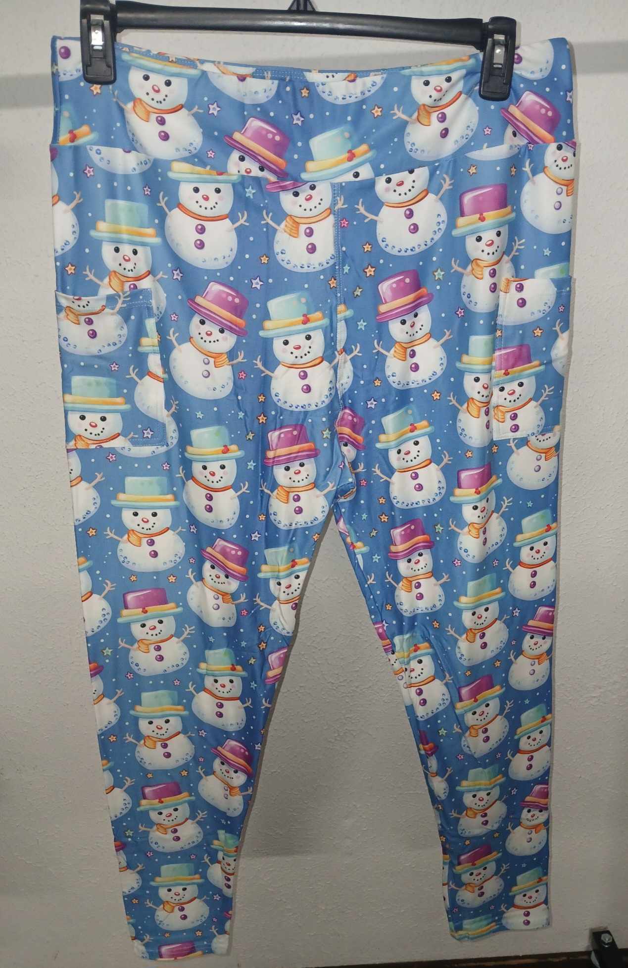 Blue Snowman Winter Full Length Leggings