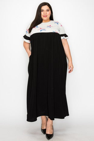 Star Black Long Maxi Dress