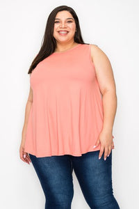 Solid Coral Tank Top Shirt