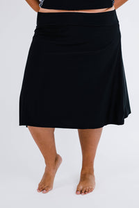 Black Long Swim Skort w Capri Swimwear