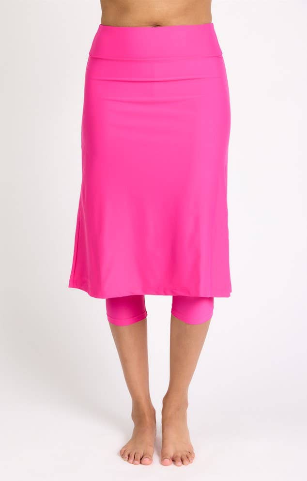 Pink Long Swim Skort Swimwear