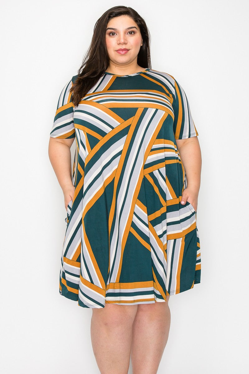 Green Gold Muli Print Dress