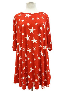 Bright Red Star Shirt Top