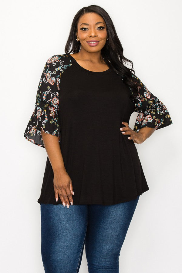 PSFU Black Paisley Shirt Top